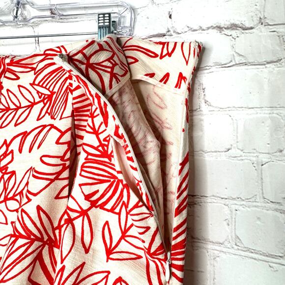 Lane Bryant Wms 24 Linen Blend Botanical Print Flare Skirt Colorblock Border Hem - Picture 6 of 8